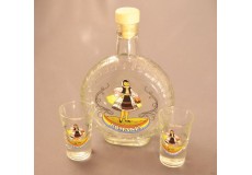 Set sticlă cu două pahare pentru alcool inscripţionată România